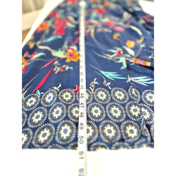 Janice Kimono Maxi Length One Size Mixed Print Drawstring Navy Beach Festival - Picture 6 of 6